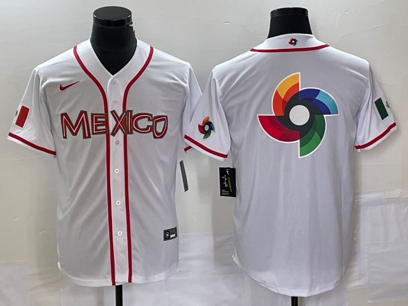 Men 2023 World Cub Mexico Blank White Nike MLB Jersey25->more jerseys->MLB Jersey